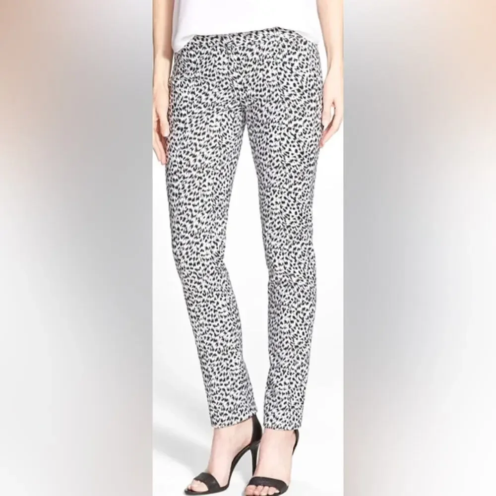 Woman’s Michael Kors Miranda Jaguar Print Cotton Pants Black and White Size 12